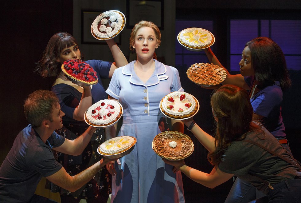 Jessie Mueller as Jenna and Cast in the Original Broadway Production of Waitress Credit Joan Marcus 2016.jpg