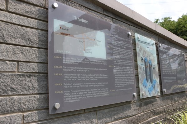 2. A timeline of the events of 9_11 is displayed in First Responders Park..JPG