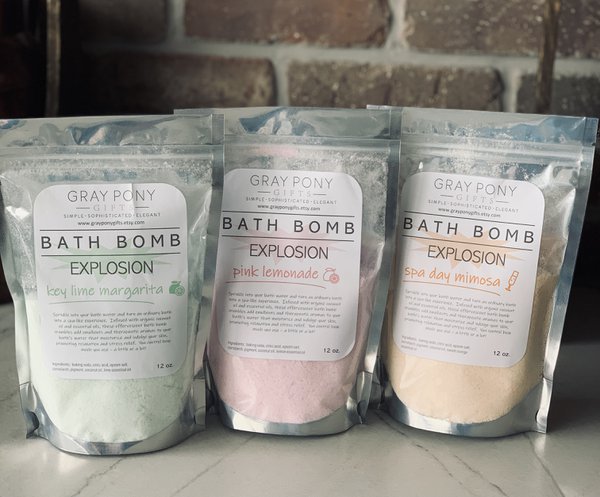 Bath bomb explosions come in scents such as calming lavender, citrus vanilla and pink lemonade. Photo courtesy of Shelli Drossel.jpg